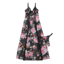 Load image into Gallery viewer, Long Split Nightgown Black Floral (14-16) 2xl