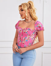Load image into Gallery viewer, Pink Floral Off Shoulder Corset (10) M