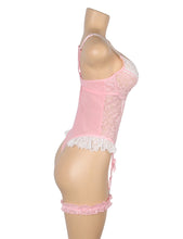 Load image into Gallery viewer, Lace Bodysuit Pink Suspender Bows (14-16) 2xl