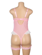 Load image into Gallery viewer, Lace Bodysuit Pink Suspender Bows (16-18) 3xl