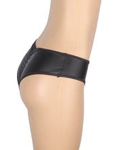 Load image into Gallery viewer, Black Pu Crotchless Panty (10-12) L