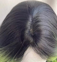 Load image into Gallery viewer, Wig Black Ombre Green Layered Long Wavy 26"+