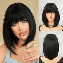 Load image into Gallery viewer, Black Bob W/ Fringe 12" Straight