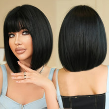 Load image into Gallery viewer, Black Bob W/ Fringe 12" Straight