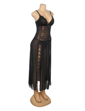 Load image into Gallery viewer, Long Split Nightgown Black Mesh Lace (14-16) 2xl
