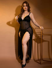 Load image into Gallery viewer, Long Split Nightgown Black Mesh Lace (14-16) 2xl