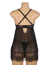 Load image into Gallery viewer, Push Up Babydoll Black Eyelash Lace (10-12) L