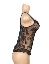 Load image into Gallery viewer, Ruffled Teddy Black (10-12) L Lace Mesh