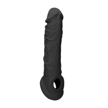 Load image into Gallery viewer, Realrock 8'' Realistic Penis Extender With Rings Black