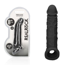 Load image into Gallery viewer, Realrock 8'' Realistic Penis Extender With Rings Black