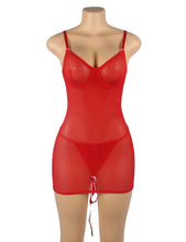 Load image into Gallery viewer, Mesh Lace-up Chemise Red (6-10)s/m