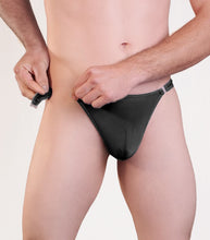 Load image into Gallery viewer, Men&#39;s Quick Release Lycra Thong Black S/m
