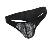 Load image into Gallery viewer, Mens Black Lace Pouch G-string S/m
