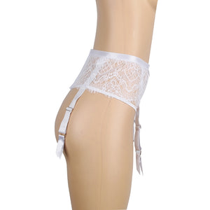 White Lace High Waist Garter Belt (8-10) M