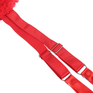 Red Lace Metal Button Garter Belt (8-10) M
