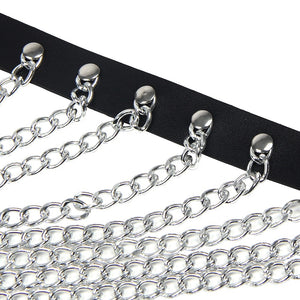 Chest Punk Bondage Belt With Chain O/s