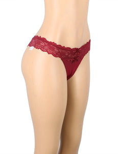 Burgundy Sexy Floral Lace Panty (8-10) M