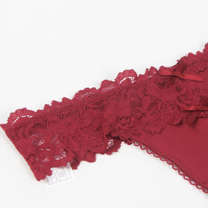 Burgundy Sexy Floral Lace Panty (8-10) M