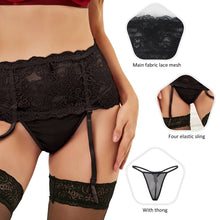 Load image into Gallery viewer, Black Sexy Lace Floral Lace Garter(8-10) M