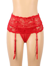 Load image into Gallery viewer, Red Floral Lace Garter Panty(16-18) 3xl