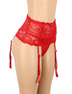 Red  Floral Lace Garter Panty(16-18) 3xl
