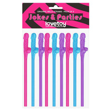 Load image into Gallery viewer, Original Coloured Willy Straws (9 Pack)