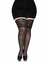 Load image into Gallery viewer, Clara Sheer Stay Up Black W/ 5&quot; Lace Top Black Plus
