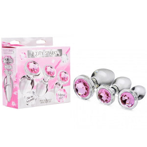 Booty Sparks Pink Gem Glass Anal Plug Set