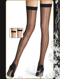 Thigh Hi Black Sheer With Backseam Design