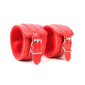 Plush Lined Wrist Cuffs Red