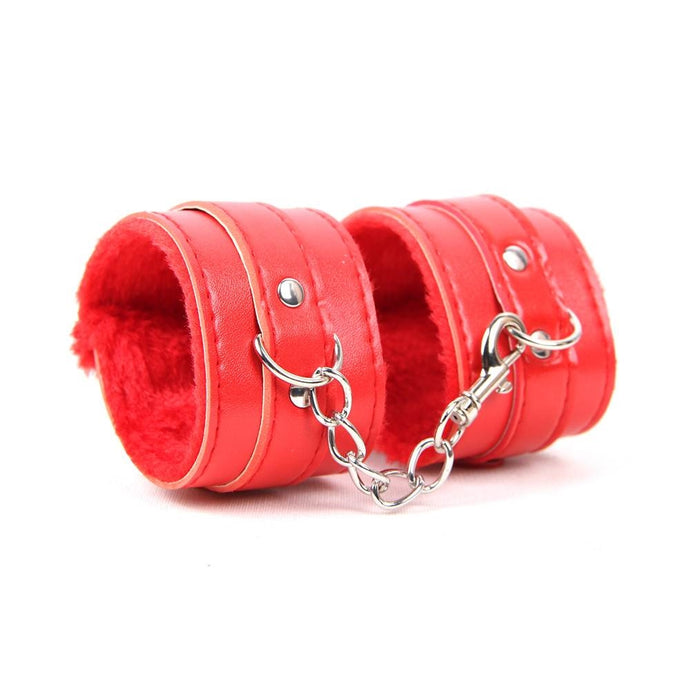 Plush Lined Wrist Cuffs Red