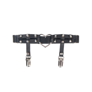 Faux Leather Adjustable Stud Leg Garter