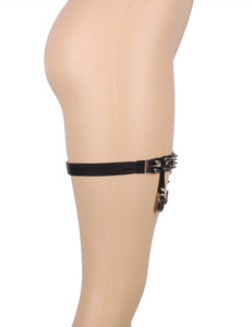 Faux Leather Adjustable Stud Leg Garter