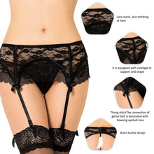 Load image into Gallery viewer, Black Lace/bow Garter Panty(12-14) Xl
