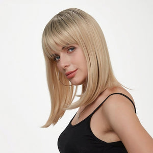 Wignee Short Straight 14" Ombre Blonde With Fringe