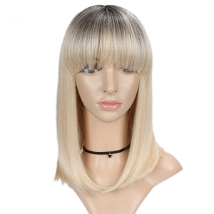 Wignee Short Straight 14" Ombre Blonde With Fringe