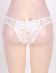 White Crotchless Lace Panty (12-14) Xl