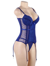 Load image into Gallery viewer, Deluxe Satin &amp; Lace Corset Blue (10-12) L
