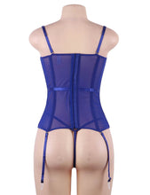 Load image into Gallery viewer, Deluxe Satin &amp; Lace Corset Blue (12-14) Xl
