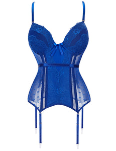 Deluxe Satin & Lace Corset Blue (12-14) Xl