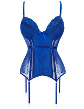 Load image into Gallery viewer, Deluxe Satin &amp; Lace Corset Blue (10-12) L
