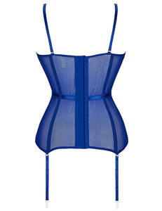 Deluxe Satin & Lace Corset Blue (12-14) Xl