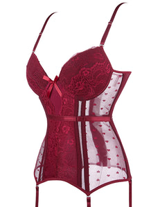 Deluxe Satin & Lace Corset Red (8-10) M