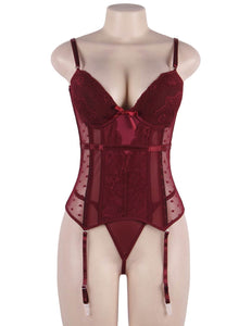 Deluxe Satin & Lace Corset Red (8-10) M