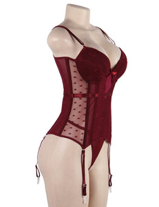 Deluxe Satin & Lace Corset Red (8-10) M