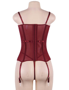 Deluxe Satin & Lace Corset Red (8-10) M