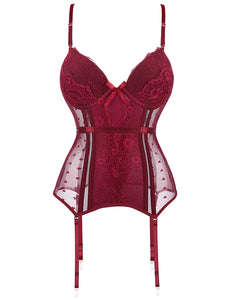 Deluxe Satin & Lace Corset Red (8-10) M