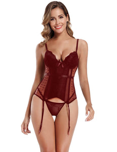 Deluxe Satin & Lace Corset Red (8-10) M