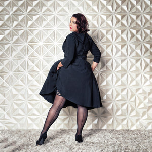 Kixies Lois Black With Back Seam Thigh Highs Size C
