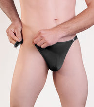 Load image into Gallery viewer, Men&#39;s Quick Release Lycra Thong Black L/xl
